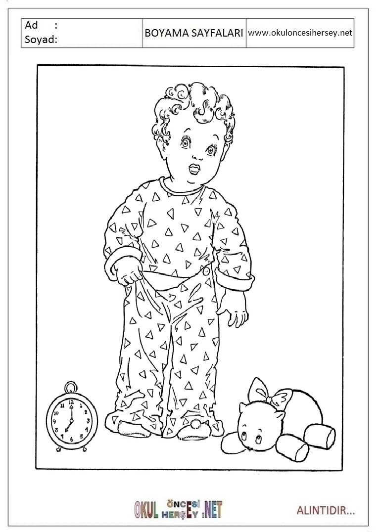 Çocuklar İçin Esofman-pijama Boyama Sayfaları 